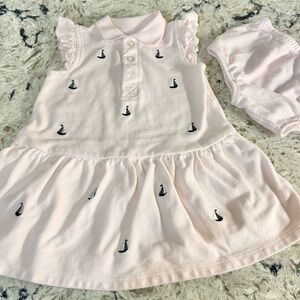 Little Me Sailboat Appliqué Light Pink Polo Dress with Bloomers